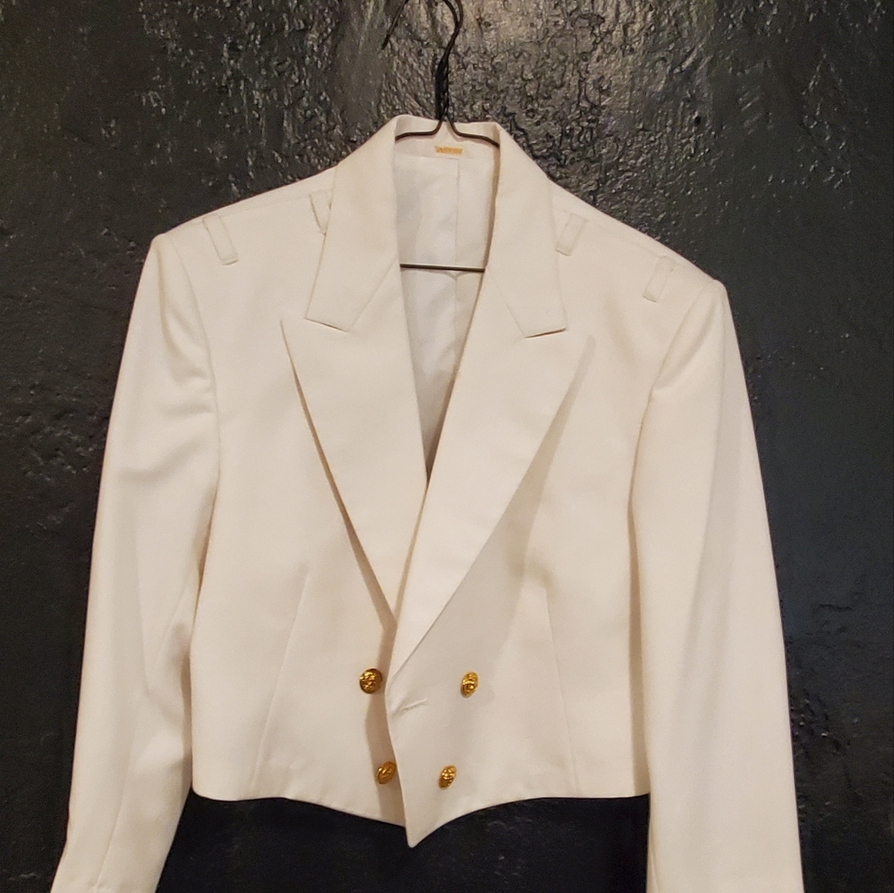 White waist length blazer